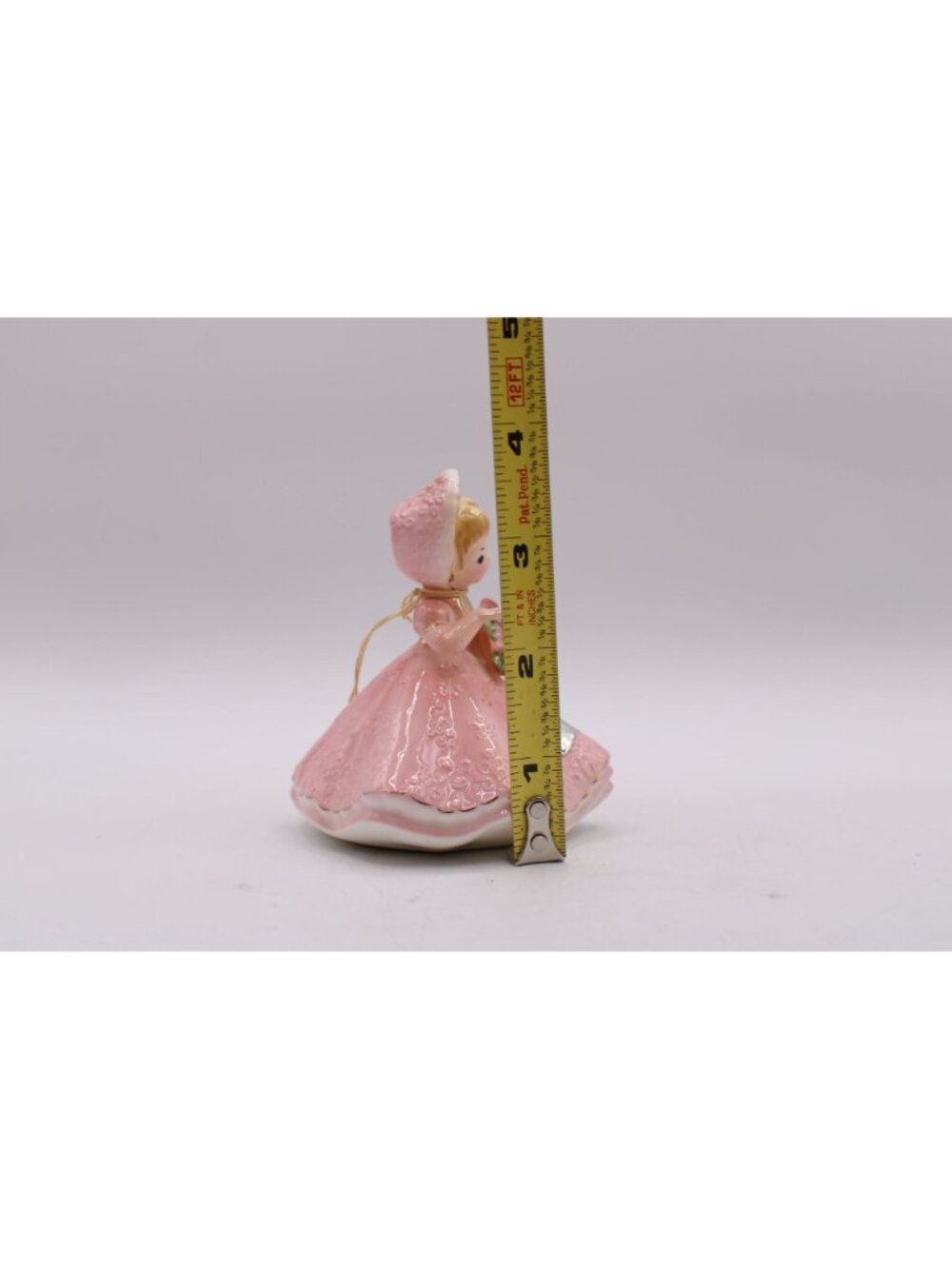 Josef Originals May Birthday Doll Pink Ceramic Figurine Girl Floral Bonnet Dress - Picture 12 of 12